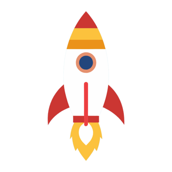 Rocket ship icon, flat style, transparent background png