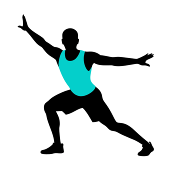 A silhouette of a man doing a squat png