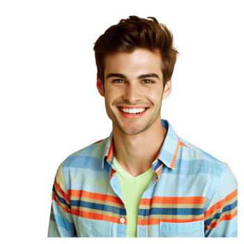 A smiling man in a striped shirt png