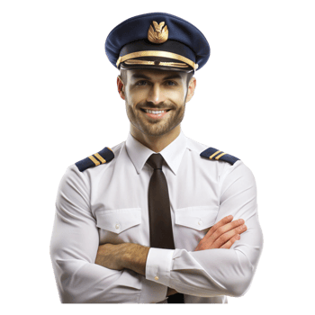 Portrait of a pilot on transparent background png