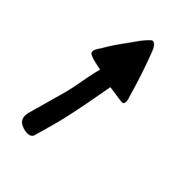 Small black arrow doodle, facing upwards and to the right. vector