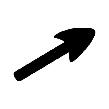 Doodle style black arrow, illustrating an upward right direction vector