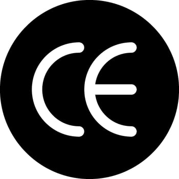 A black and white logo with the word ce vector