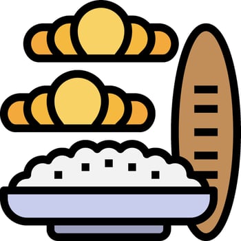 Rice, bread and bread icon vector