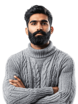 A man with a beard and a sweater png
