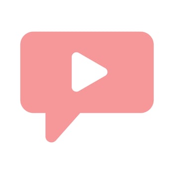 Play button inside chat bubble, concept icon of communication vector