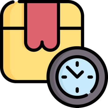 A clock and a box with a red ribbon vector