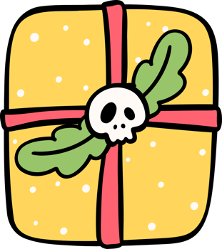 Groovy Retro Christmas Halloween present doodle png