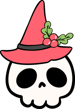 Groovy Retro Christmas Halloween skull doodle png