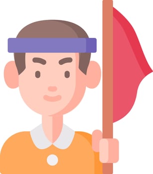 A man holding a red flag vector