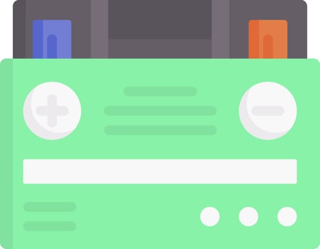 A green battery pack with two batteries and two other batteries vector