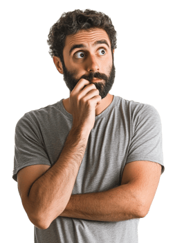 A man with a beard and a beard is thinking png