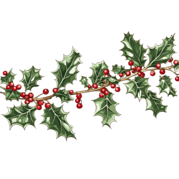 Seamless Holly Branches and Berries Pattern png
