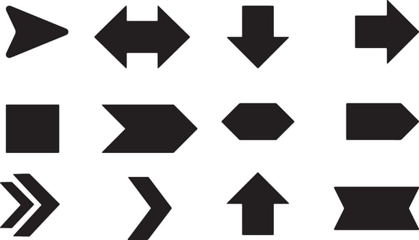 Black Arrow Icon Pack With White Background. vector