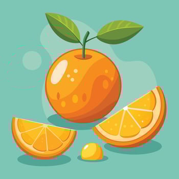 Orange and half of orange illustration vector