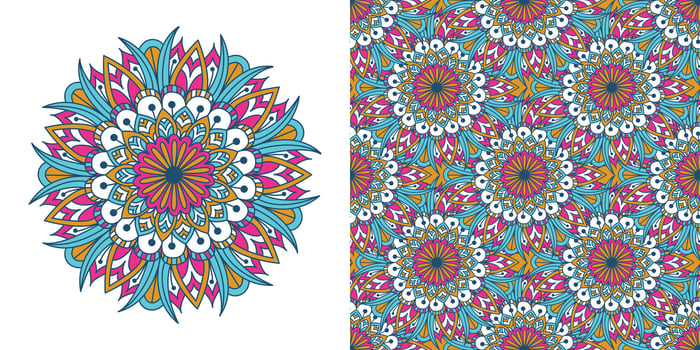 Flower Mandala. Vintage decorative elements. Seamless pattern. Vintage decorative elements. Hand drawn background. vector