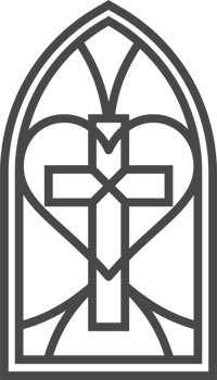 Church glass window with catholic cross. Gothic cathedral arch with pattern. Medieval stained frame. Silhouette of vintage architecture outline illustration png