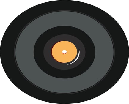 Cartoon vinyl record with black grooves, illustrated in a retro and classic music style vector