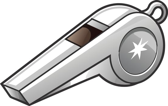Silver whistle, symbolizing sports and leadership, illustrated in a simple cartoon style vector
