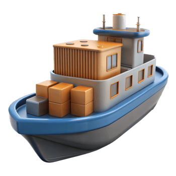 3D Rendered Cartoon Cargo Ship With Containers png