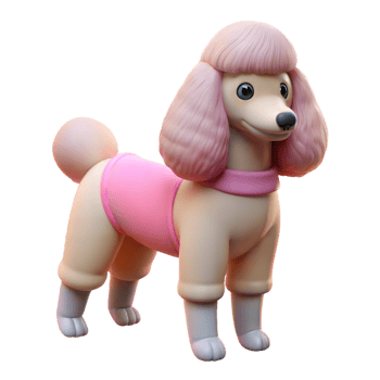 Adorable Pink Poodle 3D Render Standing Against Transparent Background png