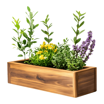 Nature Palette Wooden Planter with Flowers png