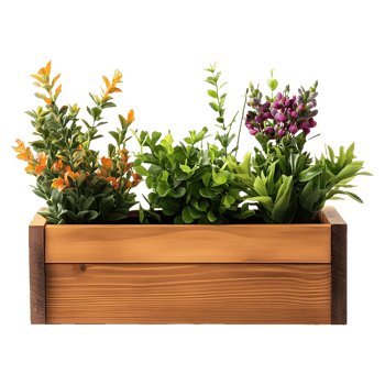 Floral Delight Isolated Wooden Planter Box png