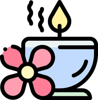 A candle and flower icon vector