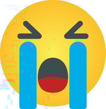 A crying emoticion with a blue tongue vector