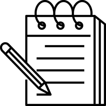 A notebook with a pen and paper icon vector