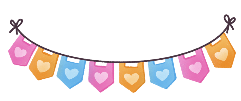 bunting cute hanging flag banner with love symbol png