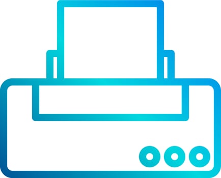 A printer icon with a blue background vector