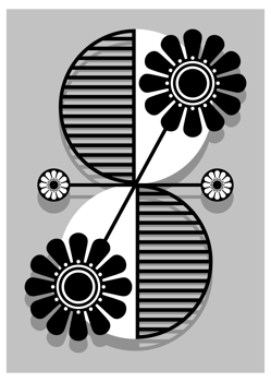 Black And White Modern Floral Art png