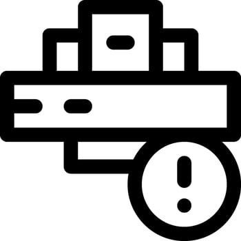 A black and white icon of a printer vector