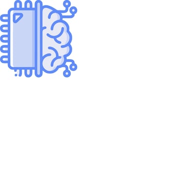 A blue and white illustration of a brain vector