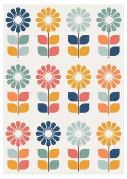 Colorful Retro Floral Art png