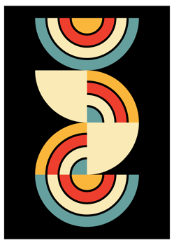 Retro Mid-Century Modern Abstract Geometric Art png