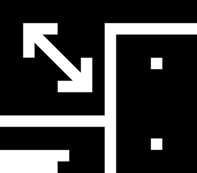 A black and white logo with a white arrow pointing to the right vector
