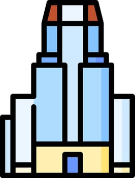 A building with a blue roof and windows vector