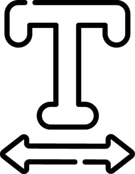 A black and white image of a letter t with arrows pointing in different directions vector