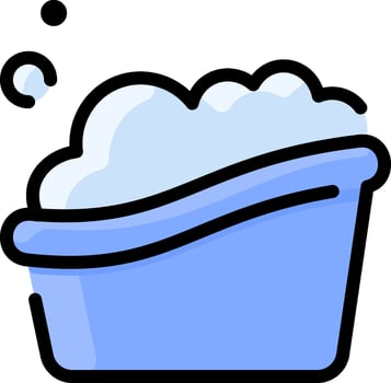 A blue tub with soap and bubbles vector