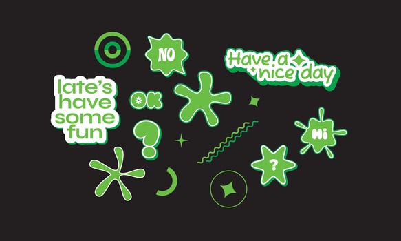 green sticker pack with black background vector