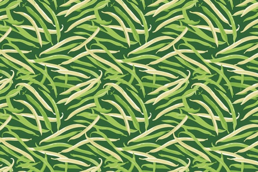 Pattern with french beans. Green bean vegetables background illustration. vector