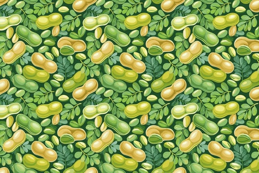 Pattern with Fava beans illustration of bean. vector