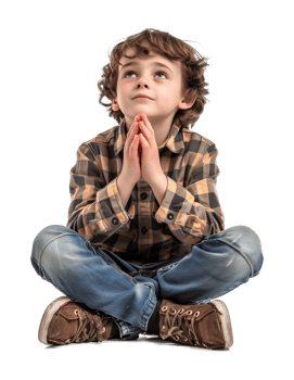 Kid Praying Isolated on Transparent Background png