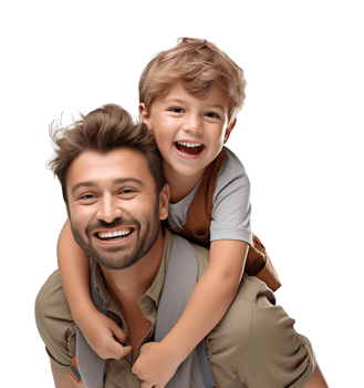 Father and Son Piggy Back Ride Isolated on Transparent Background png