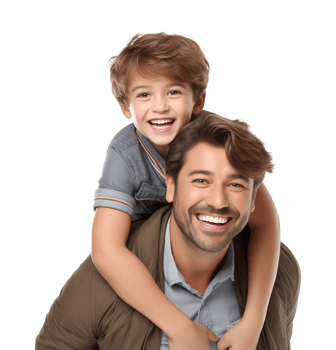 Happy Father and Son Piggy Back Ride Isolated on Transparent Background png