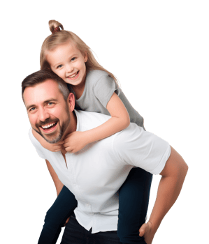 Father and Daughter Piggy Back Ride Isolated on Transparent Background png