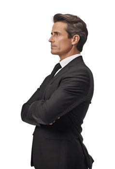 Serious Businessman Crossed Arms Side View Isolated on Transparent Background png