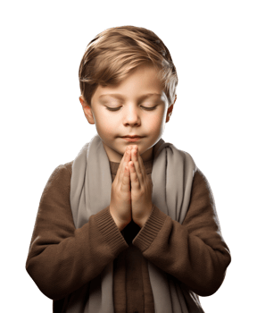 Good Boy Praying Isolated on Transparent Background png